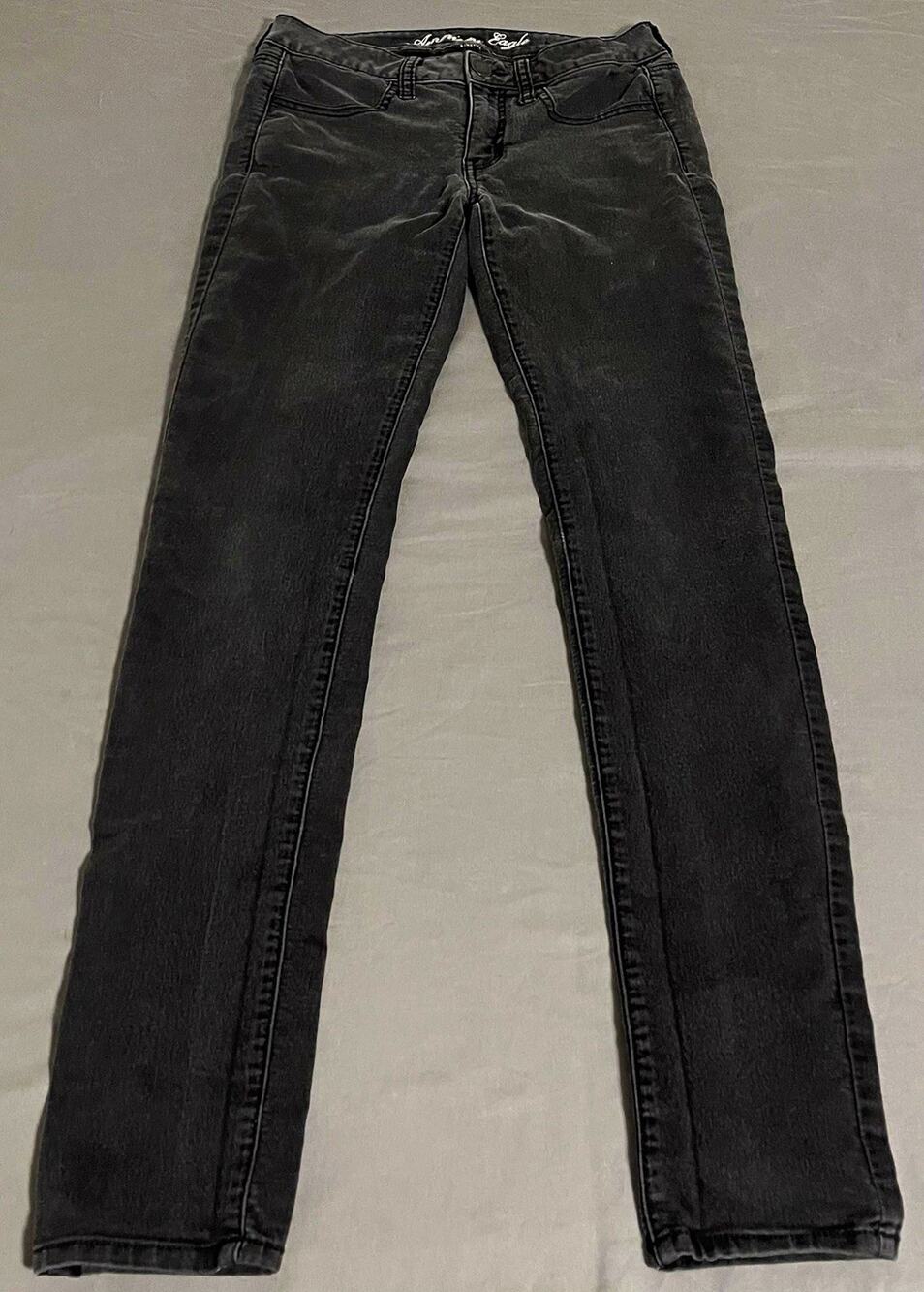 American Eagle Womens Size 2 Black Stretch Jegging Mid Rise Skinny Denim Jeans